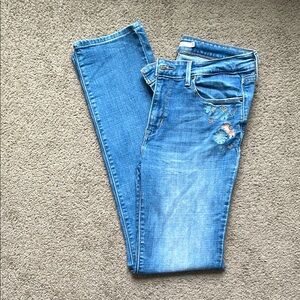 Women's Blue Embroidered Jeans